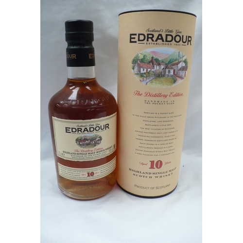 3 - Case of six bottles (700ml) of Edradour 10 years Highland single malt scotch whisky in canisters (no... 