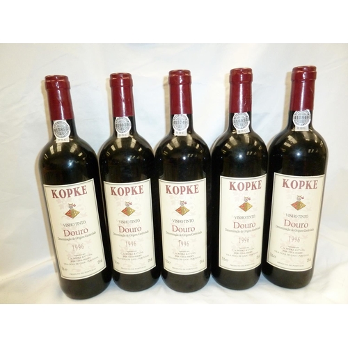 36 - Five bottles of 1996 Kopke Douro red wine (no ullage)