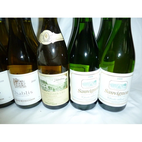 37 - Eight bottles of Chablis 1990, 2004, 2010 & 2015 together with four bottles of Sauvignon 2009 (no ul... 