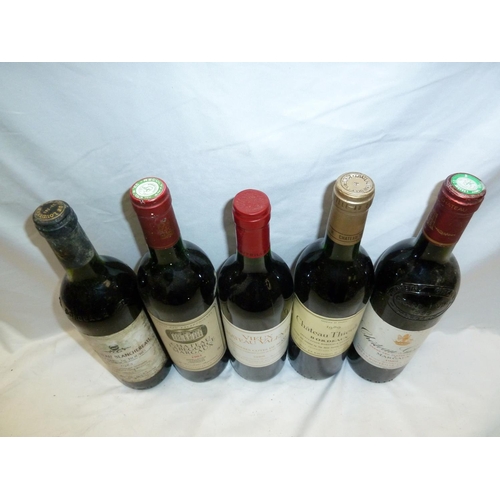 49 - Five bottles of Chateau bottled red wine 1) 1983 Ch. Blanchereau, 2) 1985 Ch. Labegorce Margaux, 3) ... 