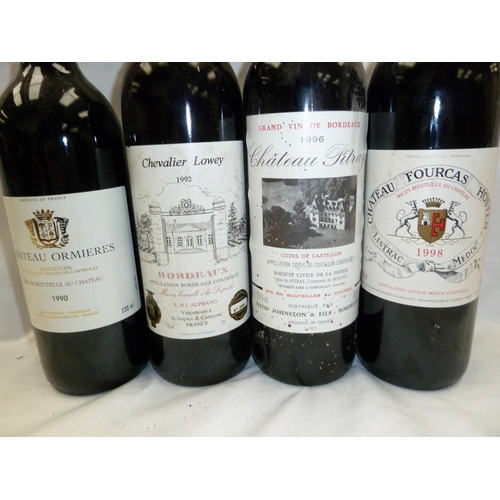 50 - Four bottles of Chateau bottled red wine 1) 1990 Ch. Ormieres, 2) 1992 Ch. Lowey, 3) 1996 Ch. Pitray... 