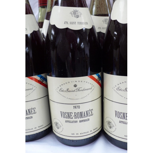 8 - Eleven bottles of 1970 Vosne-Romanee (ullage top of shoulder)