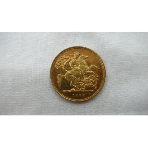 338 - Victorian 1887 gold £2 coin