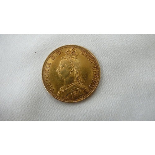 338 - Victorian 1887 gold £2 coin