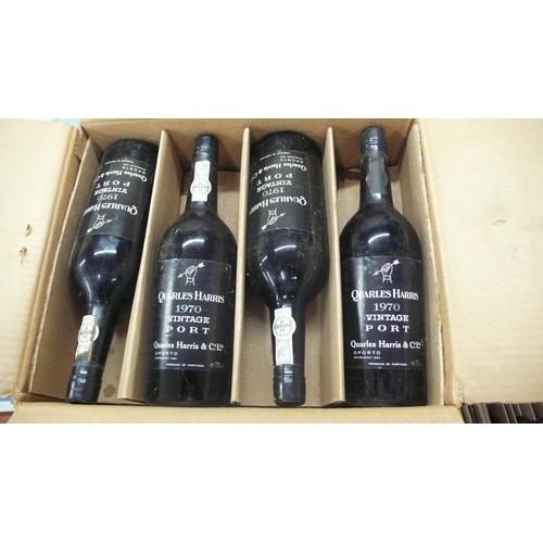 341 - A case of twelve bottles of Quarles Harris 1970 vintage port (some leakage)