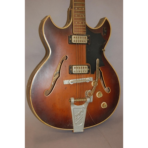 109 - Hofner Ambassador 5126 six string electric hollow body guitar, two humbucker pickups, Bigsby tremolo... 