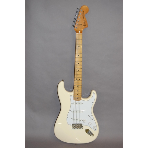 162 - Possibly 1978 Fender Stratocaster in white - pickguard has been replaced as have the pickups, chome ... 