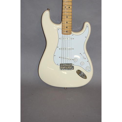 162 - Possibly 1978 Fender Stratocaster in white - pickguard has been replaced as have the pickups, chome ... 