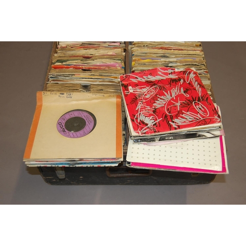 181 - Ex DJ singles housed in wooden case different genres and artists - over 150