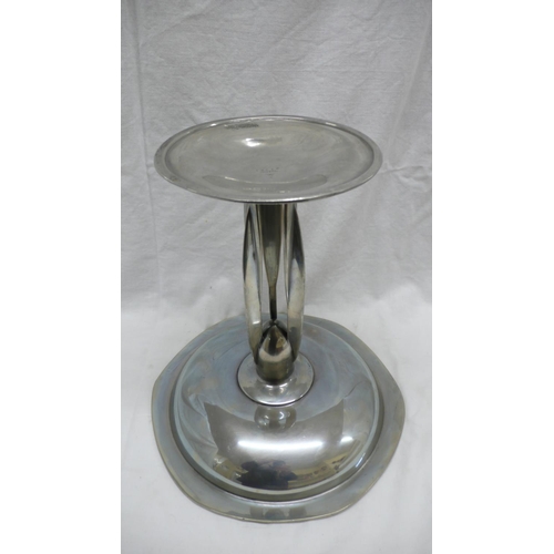 29 - Liberty & Co. Tudric Pewter Tri-stem Tazza with honest decoration to border and mushroom decoration ... 