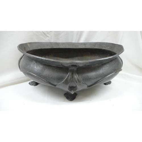 84 - Liberty & Co - Tudric pewter large oval dish on four cabriole legs with triple pad feet designed by ... 