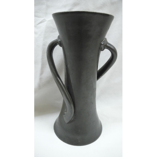 85 - Liberty & Co - Tudric Pewter concave trumpet shaped vase with twist arms No. 030.  Designed by Olive... 