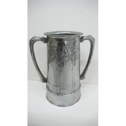 90 - David Veazey for Liberty & Co - English Pewter Loving Cup with Honesty tree decoration and having th... 