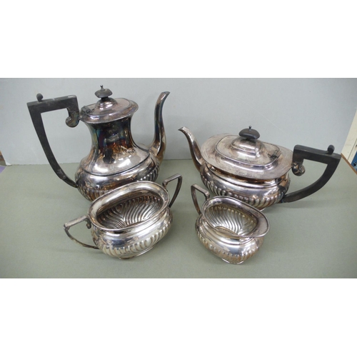 28 - Modern four piece silver oval half fluted tea/coffee service - 70 ozt