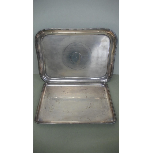 30 - Two silver oblong trays one having engine turned decoration Birmingham 1915 & 1924 - 26 ozt.