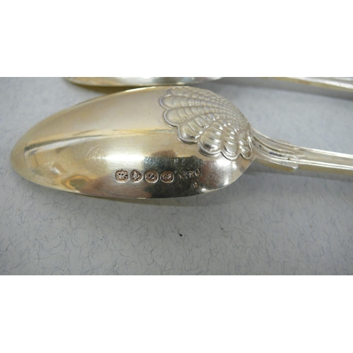 49 - WIV pair of ornate silver gilt serving spoons - London  1833 - 7 ozt. - Maker William Chawner