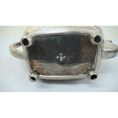 85 - WIV Irish Silver teapot of rectangular form on ball feet - Dublin 1834 - 24 ozt - maker JB