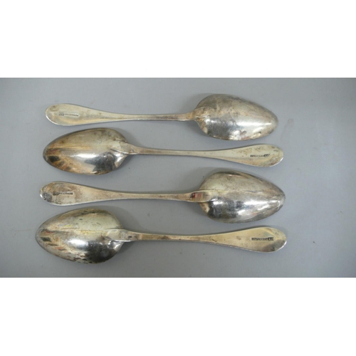 88 - Set of four GIII Irish silver serving spoons crested with bright cut decoration Cork - circa. 1765 -... 