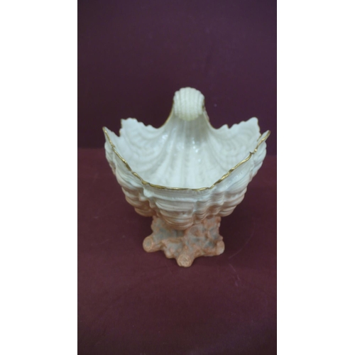 117 - Royal Ivory porcelain fine shell shaped vase - Ht. 5 ins - length 8.5 ins