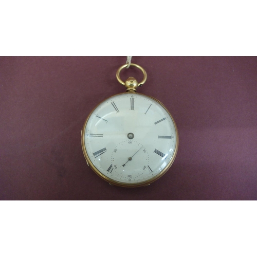 121 - 18 ct. gold cased key wind pocket watch maker Thos Bunyan Manchester No. 3992 - Chester 1854 - Maker... 