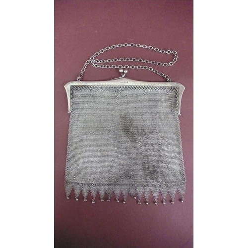 123 - GV silver chain mail evening hand bag - London 1918 - 9 ozt. - Maker LCD Co