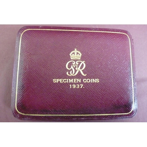 135 - 1937 George VI specimen four coin gold set in original case £5, £2, sovereign and half sovereign - t... 