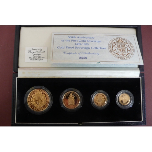 137 - Gold proof sovereign collection 500th Anniversary of the first gold sovereign 1489-1989 cased No. 28... 