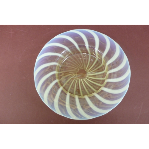 143 - Victorian Vasaline swirl glass - 8.75 inch dish