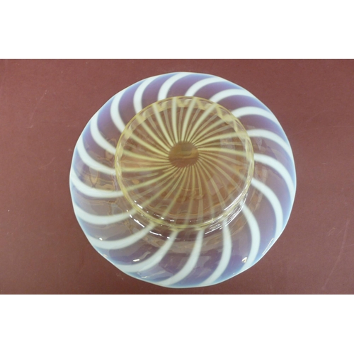 143 - Victorian Vasaline swirl glass - 8.75 inch dish