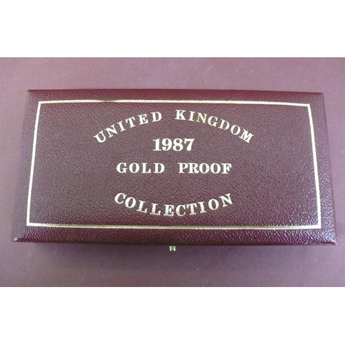 158 - 1987 UK gold proof three coin set cased with certificate No. 11827 £2, sovereign and half sovereign