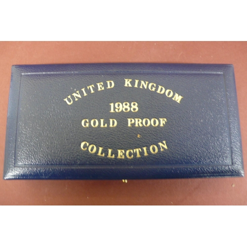 159 - 1988 UK gold proof three coin set cased with certificate No. 00432 £2 sovereign and half sovereign