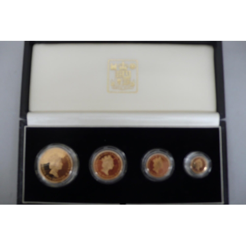 160 - 1988 UK gold proof Britannia four coin set cased with certificate No 2711 £5, £2, sovereign and half... 