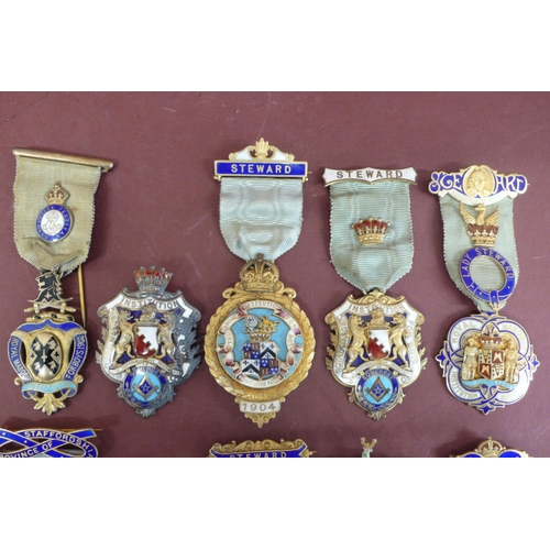 175 - Ten silver gilt enamel jewels by Spencer London for the Royal Masonic Institution for boys mostly St... 