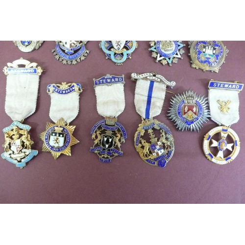 176 - Eleven silver gilt enamel jewels by Spencer London and others for The Royal Masonic Institution for ... 