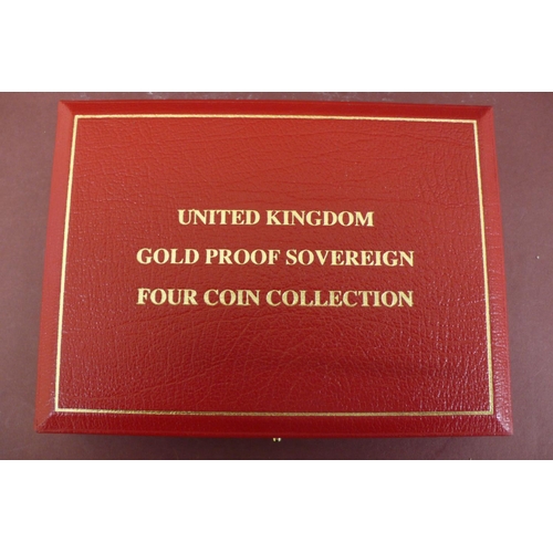 180 - The 1990 UK gold proof sovereign four coin set - cased with certificate No. 1206, £5,£2, sovereign a... 