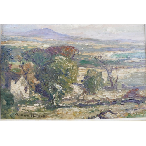 184 - William Hoggatt, R.I, R.B.C, Manx Countryside, Howe Glen, oil on board, signed original label verso,... 