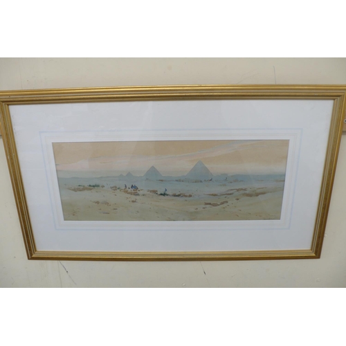 186 - Augustus Osbourne Lamplough (1877 - 1930), 1. The Pyramids from the desert, watercolours (a pair), s... 