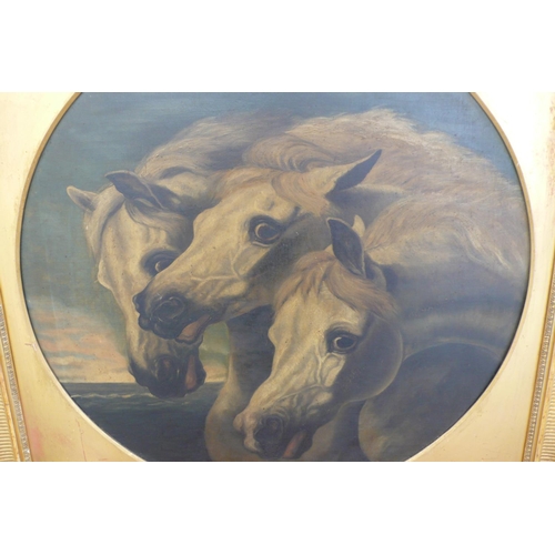 188 - J.F.Herring, 19thC English School, 'The Pharoahs Horses', oil on canvas, circular 24ins diameter