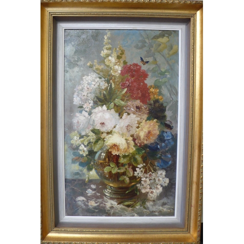 194 - Franz Hoepfner, still life vases of flowers, oils on canvas (pair), signed one dated 1889, 20 X 12in... 