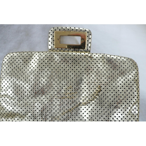 197 - Chanel gold Drill Accordian flap bag, having chrome chopped chain link handle, gold plated and chrom... 