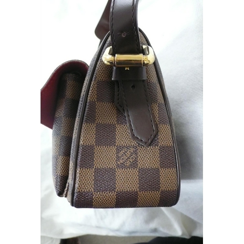 201 - Louis Vuitton, Paris, brown leather chequered handbag with gold plated fittings, leather belt handle... 