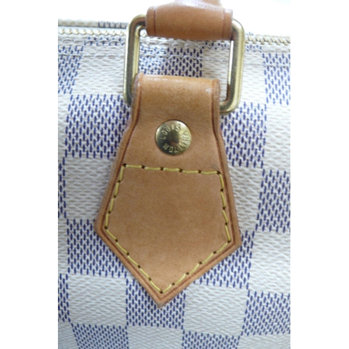 202 - Louis Vuitton Paris 'Speedy' handbag in azur damier canvas and natural leather chequered design, bra... 