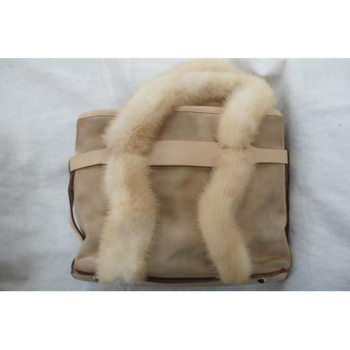 205 - Salvatore Ferraganno, Florence Italy, light brown suede leather handbag with pale brown straps and b... 