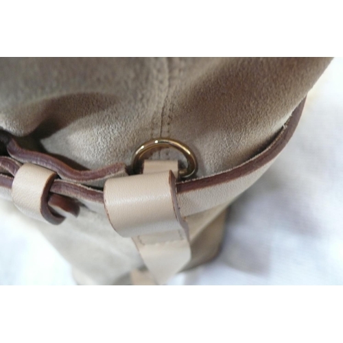 205 - Salvatore Ferraganno, Florence Italy, light brown suede leather handbag with pale brown straps and b... 