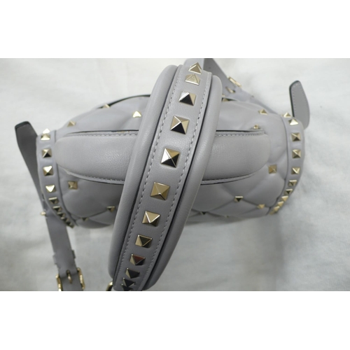 206 - Valentino 'Garavani Candy stud' shoulder bag, light grey quilted leather with leather shoulder and s... 