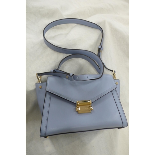 207 - Michael Kors pale blue leather handbag with shoulder and short handle, gold plated fittings, outside... 