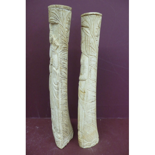 234 - Pair of 19thC Indian carved bone sculptures of the Maharaja and Maharini height 11ins