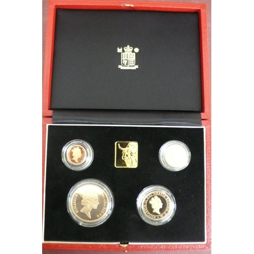 237 - 1997 UK gold proof sovereign four coin set cased with certificate No. 550, £5, £2, sovereign and hal... 