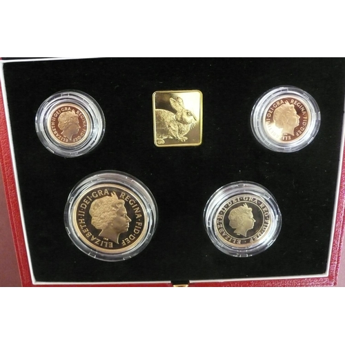 239 - 1999 UK gold proof sovereign four coin set cased with certificate No. 0273 £5, £2, sovereign and hal... 