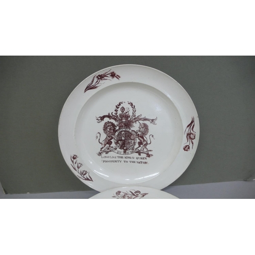 269 - Pair of 18thC English soft paste porcelain plates with transfer decoration of the Royal crest and 'L... 